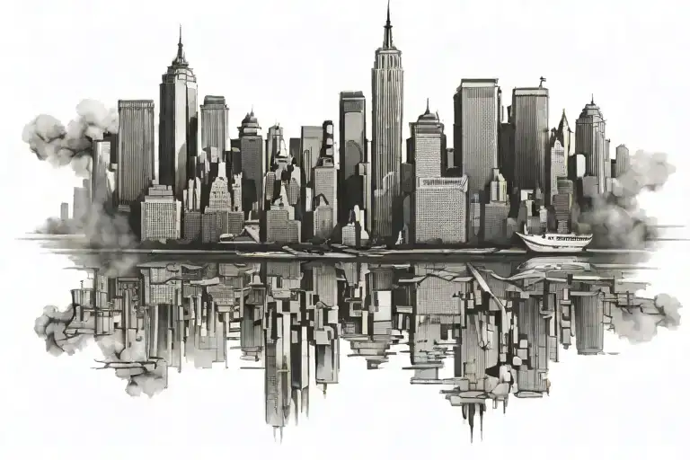 New York City skyline tattoo design idea
