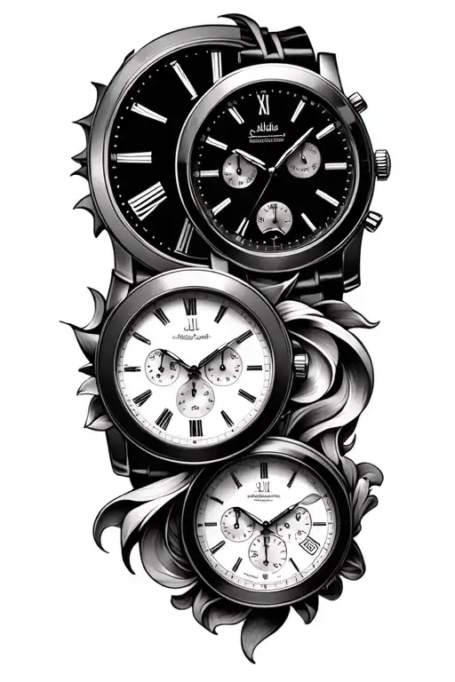 two watch faces tattoo design idea