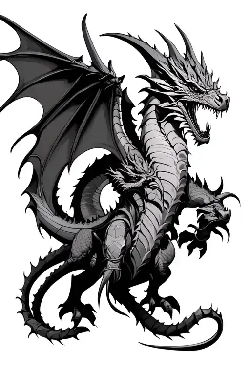 Dragon attacking knights Templar tattoo design idea