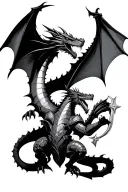 Dragon attacking knights Templar tattoo design idea