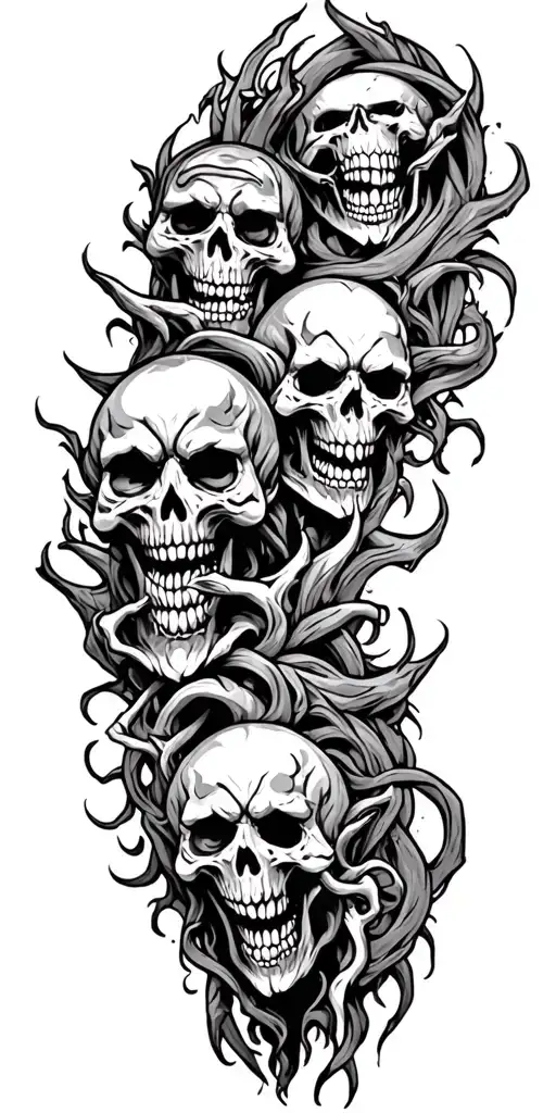 demonic symbols ghouls ghosts demons NO skulls tattoo design idea