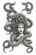 medusa with a snake tail below her abdomen tattoo design idea