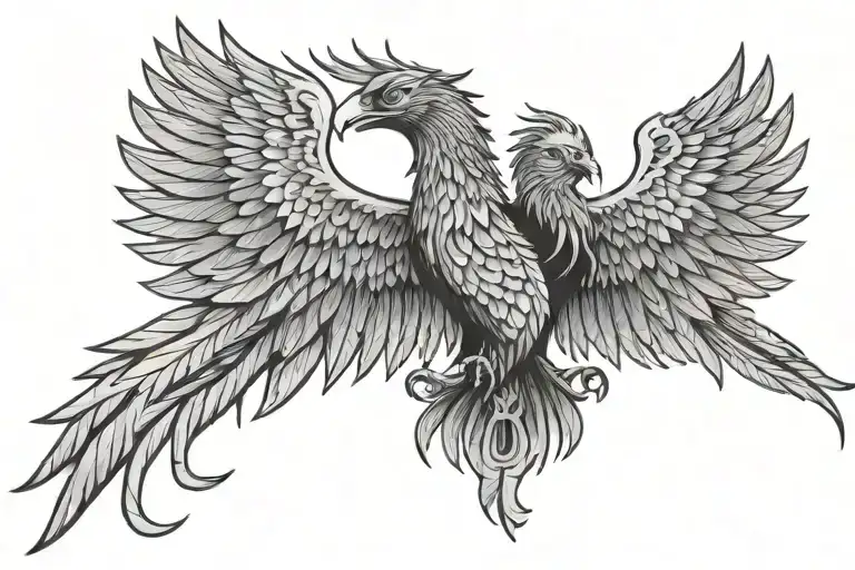traditional liver bird, wings spread  tattoo design idea