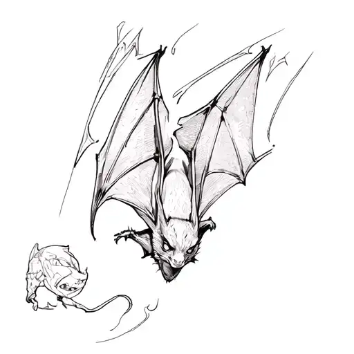a bat flying side view, realism style tattoo tattoo design idea