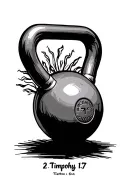 kettle bell with 2 Timothy 1:7 tattoo design idea