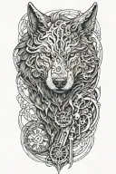 wolf standing tattoo design idea