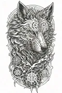 wolf standing tattoo design idea