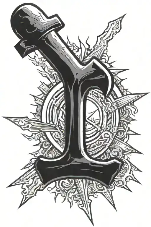 hammer sickle sun beam cutting through darkness tattoo design idea