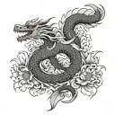 long dragon in chrysanthemums in japanese style tattoo design idea