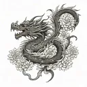 long dragon in chrysanthemums in japanese style tattoo design idea