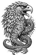 Mexican Aztec eagle snake tattoo design idea