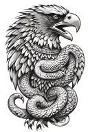 Mexican Aztec eagle snake tattoo design idea
