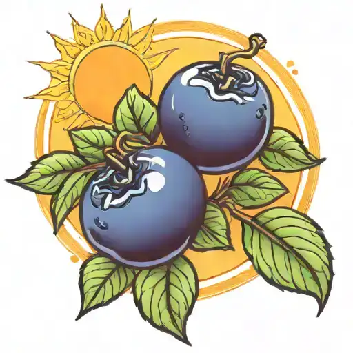 2 blueberries and a sun shining tattoo design idea