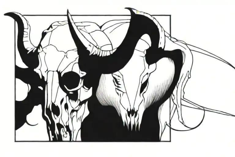 western bull skull tattoo design idea