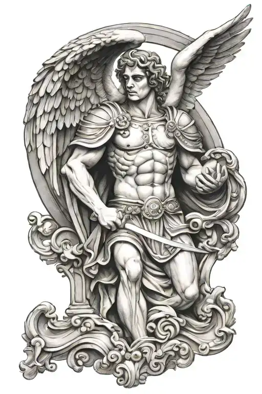 Roman arc angel michael tattoo design idea