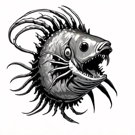 angler fish dark ocean tattoo design idea