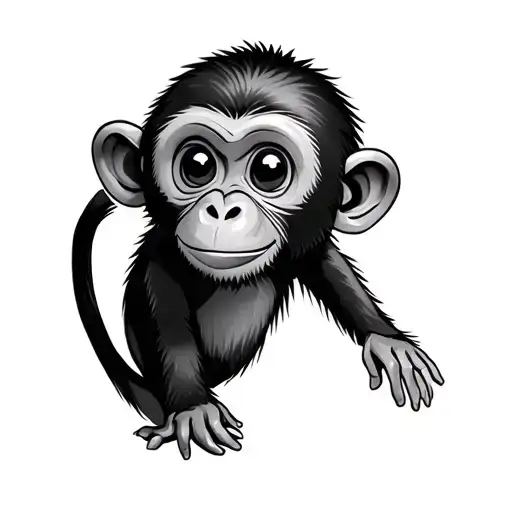 Cute Monkey tattoo design idea