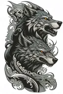 yakuza sleeve Wolf blue tattoo design idea