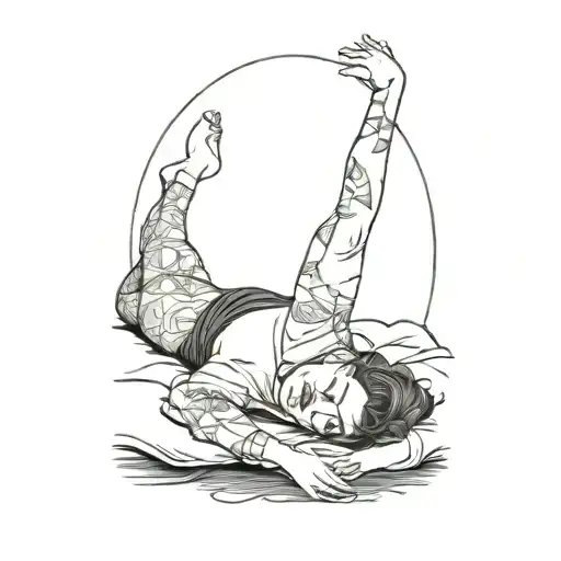 a woman laying on a bed tattoo design idea