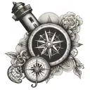 maritime lighthouse compass anchor tattoo design idea
