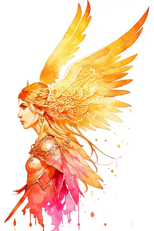 valkyrie warrior woman tattoo design idea