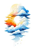 One side half a son only other side clouds only tattoo design idea