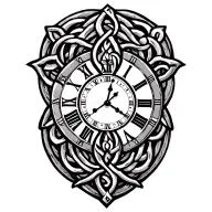 Celtic trinity clock face tattoo design idea