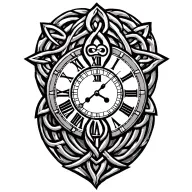 Celtic trinity clock face tattoo design idea