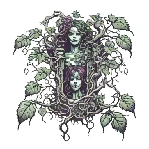 poison ivy around a poison tree tattoo design idea