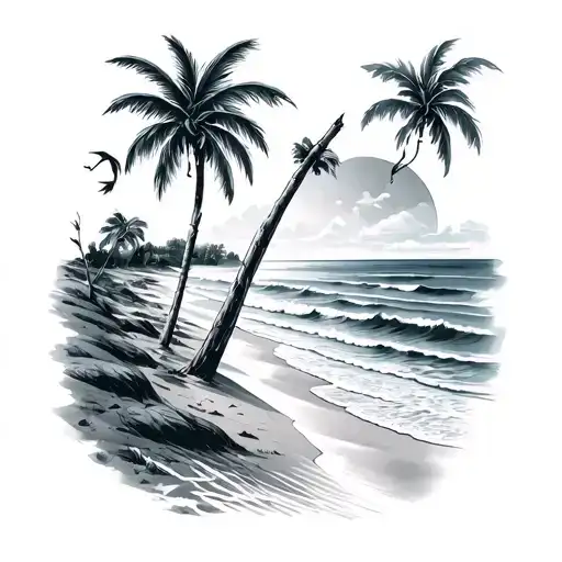 beach theme sleeve tattoo design idea