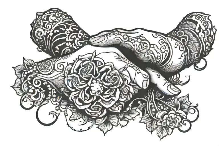 Lesbian hand choking tattoo design idea
