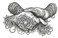 Lesbian hand choking tattoo design idea