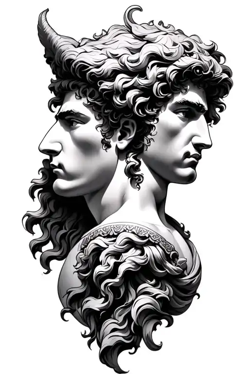 Castor And Pollux greek mythology tattoo design idea