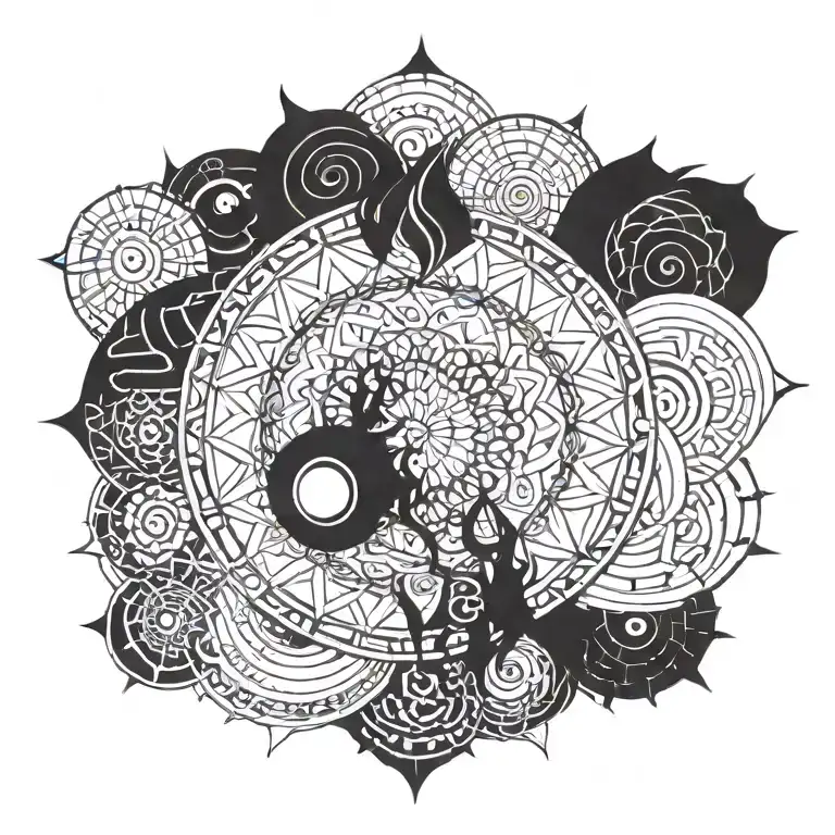a spiral of the 7 chakras radiating light tattoo design idea