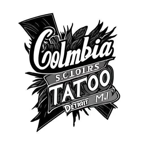 Create a modern tattoo visual that incorporates Columbia, SC and Detroit, MI highlighting there area codes by putting th tattoo design idea