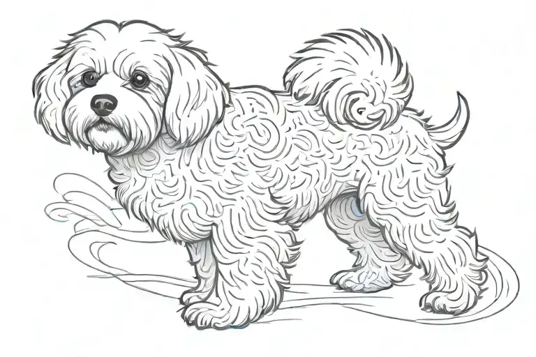 bichon dog in a stamp tattoo design idea