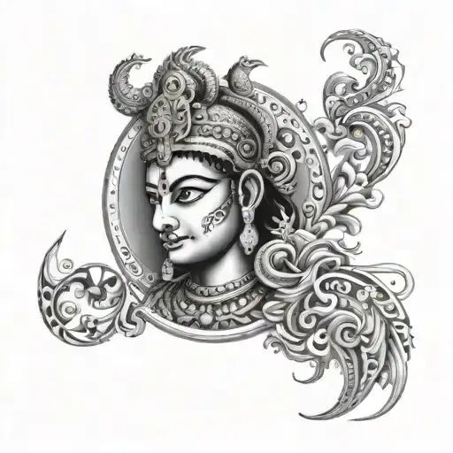 full sleeve tattoo design inspired by Bhagavad Gita tattoo design idea