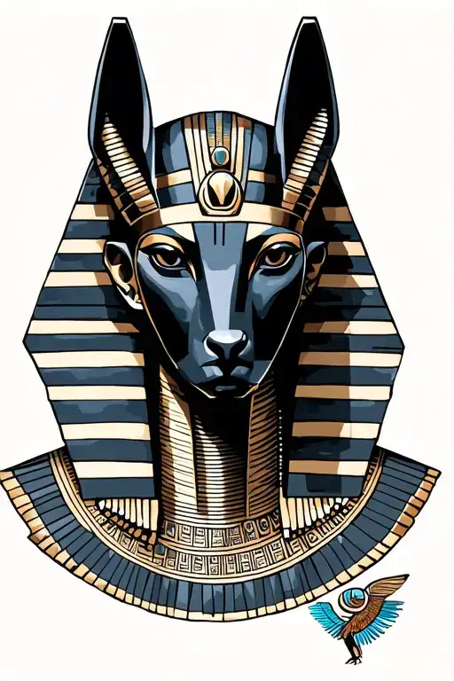 anubis with egyptian background black tattoo design idea