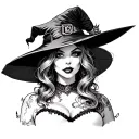 thick witch cleavage pin up tattoo design idea