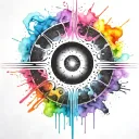 colorful black hole exploding punk themed  tattoo design idea