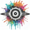 colorful black hole exploding punk themed  tattoo design idea