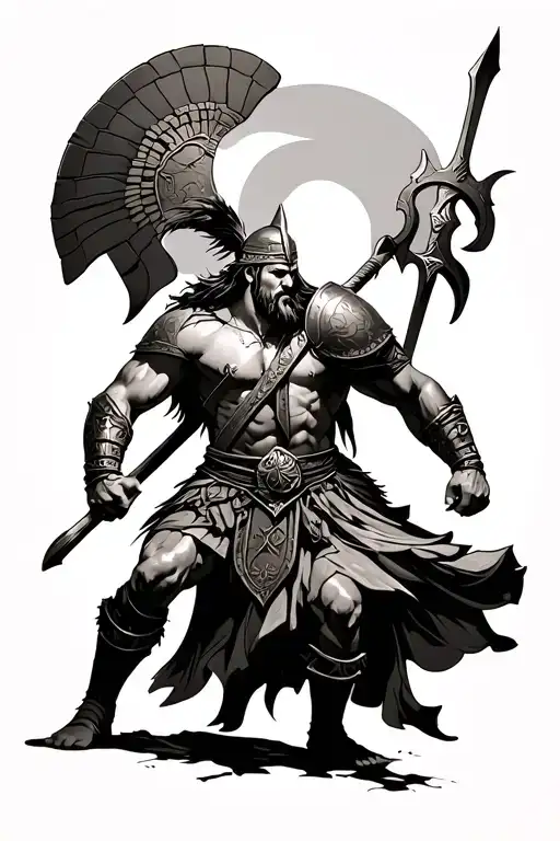 viking warrior battling spartan warrior tattoo design idea