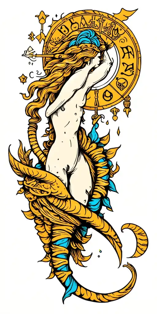 Zodiac Aquarius tattoo design idea