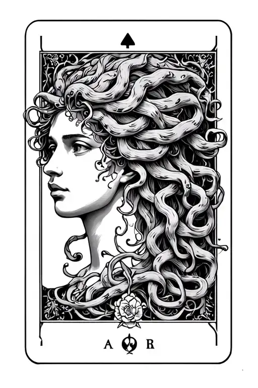 Medusa head tarot card tattoo design idea