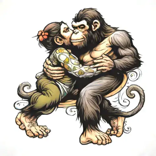planet of the apes apes in love tattoo design idea