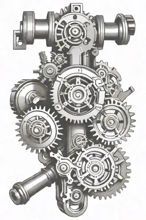 Mechanical crankshaft tattoo design idea