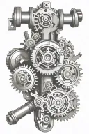Mechanical crankshaft tattoo design idea