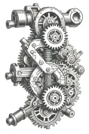 Mechanical crankshaft tattoo design idea