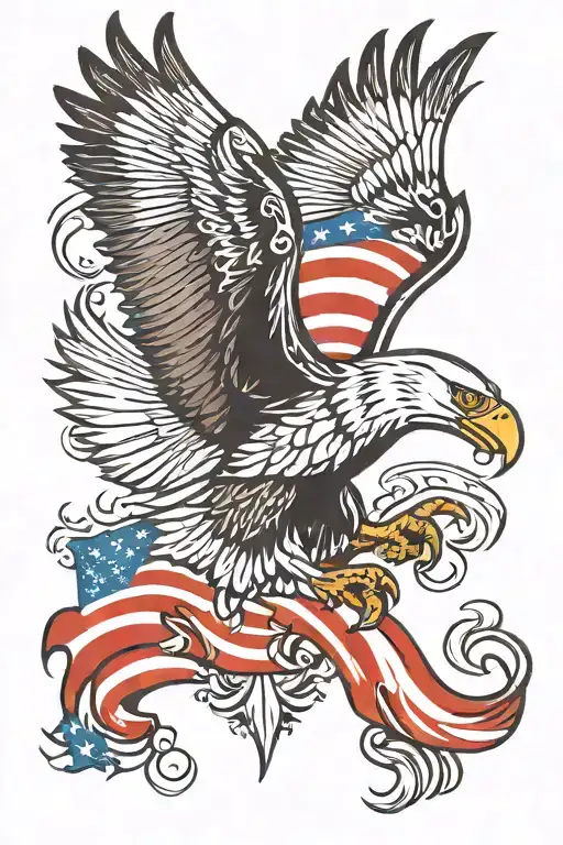 patriotic tribal eagle soaring tattoo design idea