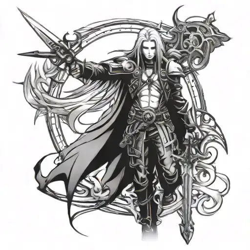sephiroth cyber sigilism tattoo design idea